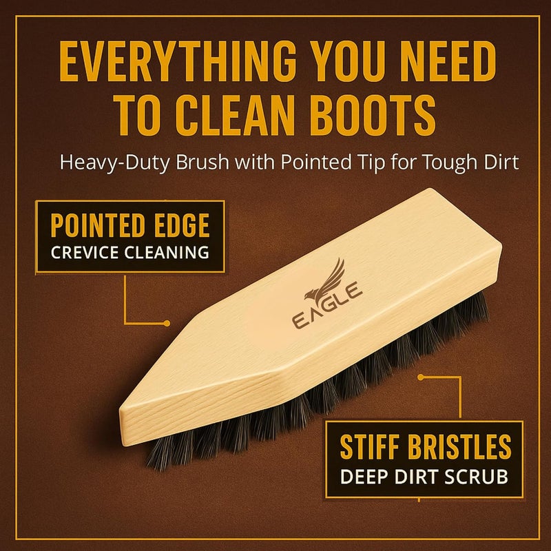 Eagle Heavy-Duty Boot & Cleat Brush – Tough Bristle Scrubber for Muddy Boots, Football Cleats & Golf Shoes – Rugged Cleaning Tool for Soles, Treads & Outsoles – Wood Handle, Outdoor-Ready - Image 5